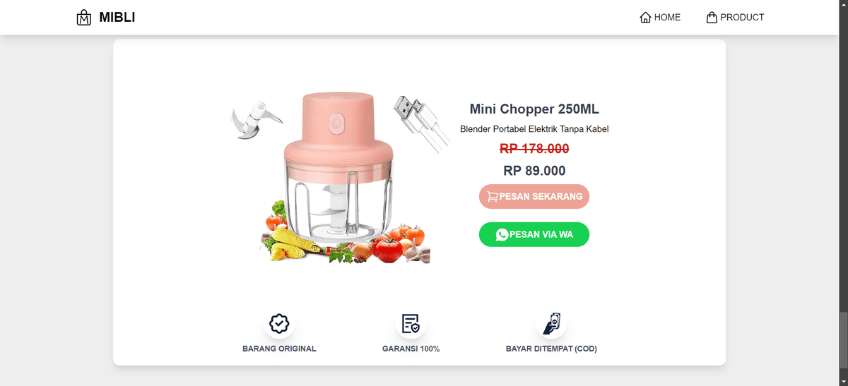 MIBLI STORE - Sales Landing Page with Checkout and Payment Integration